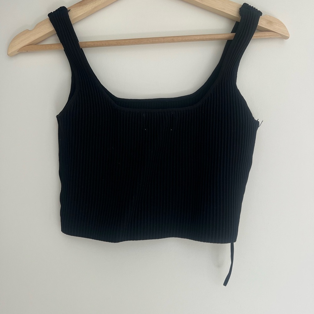 Black Ribbed Women's Top